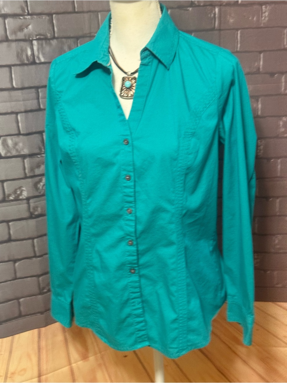 Express Teal Button-Down Collared Shirt